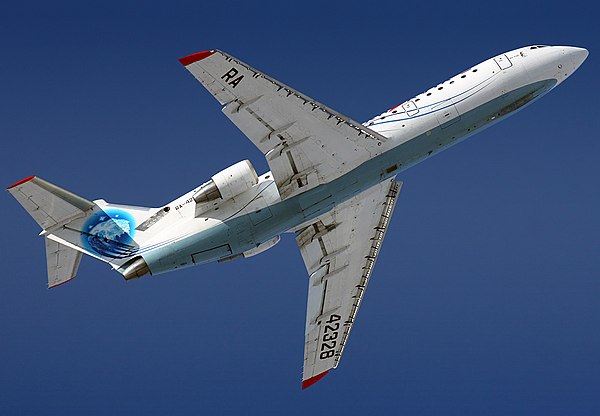 The Yak-42 has a low swept wing