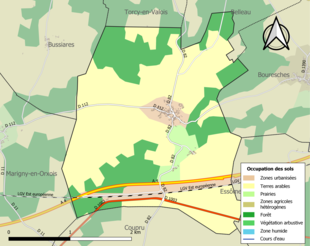 Kolorowa mapa przedstawiająca użytkowanie gruntów.