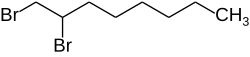 Structural formula of 1,2-dibromooctane