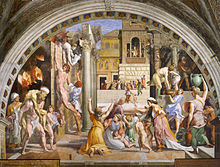 El incendio del Borgo, un fresco de Rafael representado al papa León IV.