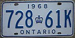 1968 Ontario license plate 728♔61K.jpg