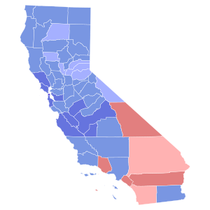 1990 California Secretary of State election results map by county.svg