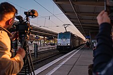 De eerste rit van de European Sleeper begon op station Berlijn-Lichtenberg, waar een klein pers-evenement vond plaats.