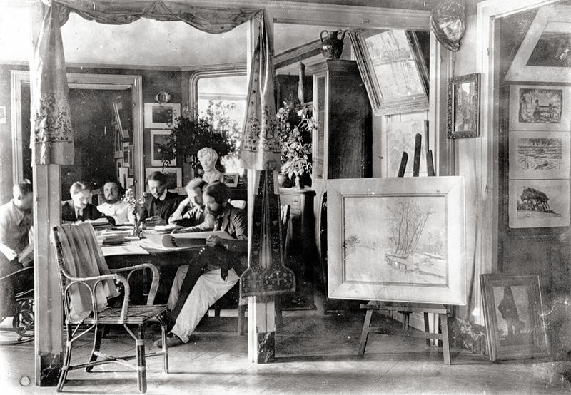 File:Abbaye de Créteil, interior scene, circa 1907.jpg