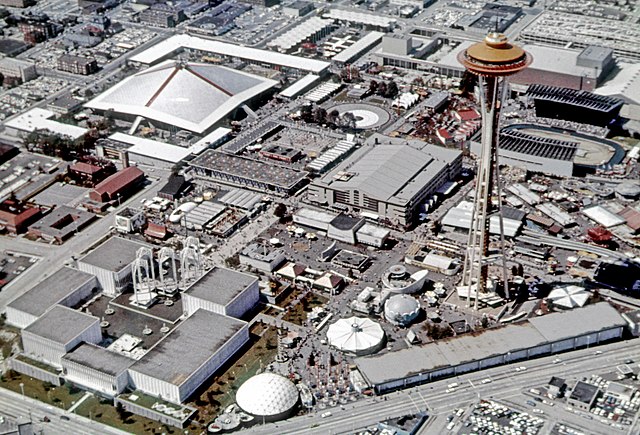 Aerial view of the fairgrounds in 1962