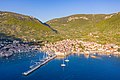 Aerial view of Komiza Town Harbour on Vis island, Croatia (48608822587).jpg