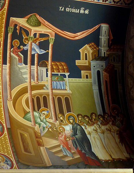 File:Agios Minas Cathedral heraklion fresco - Mariä Tempelgang.jpg