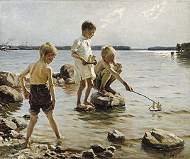 Garçons jouant sur le rivage, 1884, Helsinki, Galerie nationale de Finlande.