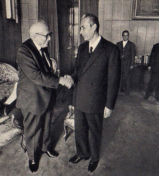 Aldo Moro and Pietro Nenni at Quirinale in Rome