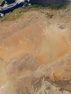 The Atlas mountains' (top) rain shadow effect makes the Sahara even drier. Algeria.A2002118.1040.250m.jpg