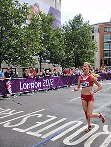 Andrea Mayr en el maratón de los Juegos Olímpicos de Verano de 2012.