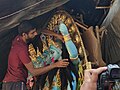 File:Artist giving finishing touch to Goddess Durga Maa Idol 02.jpg