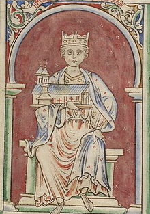 Thirteenth-century manuscript illustration of Henry I BL MS Royal 14 C VII f.8v (Henry I).jpg