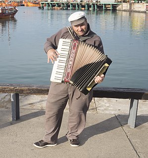 Bandoneon player in Port of Mar del Plata, Argentina