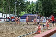 Deutsch: Beachhandball Europameisterschaften 2019 (Beach handball Euro); Tag 1: 2. Juli 2019 – Frauen, Vorrunde Gruppe D, Deutschland-Nordmazedonien 2:0 (26:8, 27:12) English: Beach handball Euro; Day 1: 2 July 2019 – Women Preliminary Round Group D – Germany-North Macedonia 2:0 (26:8, 27:12)