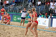 Deutsch: Beachhandball Europameisterschaften 2019 (Beach handball Euro); Tag 5: 6. Juli 2019 – Frauen, Halbfinale, Kroatien-Dänemark 1:2 (12:19, 17:10, 4:7) English: Beach handball Euro; Day 5: 6 July 2019 – Semifinal Men – Croatia-Denmark 1:2 (12:19, 17:10, 4:7)