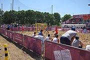 Deutsch: Beachhandball bei den Olympischen Jugendspielen 2018 in Buenos Aires; Tag 7, 13. Oktober 2018; Jungen, Halbfinale – Spanien-Kroatien 2:1 English: Beach handball at the 2018 Summer Youth Olympics in Buenos Aires at 13 October 2018 – Boys Semifinal – Spain-Croatia 2:1 Español: Handball de playa en los Juegos Olimpicos de la Juventud Buenos Aires 2018 en 13 de octubre de 2018 – Semifinales de chicos - España-Croacia 2:1