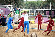 Deutsch: Beachhandball bei den Olympischen Jugendspielen 2018; Tag 6, 11. Oktober 2018; Mädchen, Platzierungsspiel um Platz 7 - Russland-Venezuela 2:0 English: Beach handball at the 2018 Summer Youth Olympics at 11 October 2018 – Girl's Placement Match 7-8 – Russia-Venezuela 2:0