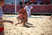 Deutsch: Beachhandball bei den Olympischen Jugendspielen 2018; Tag 3, 10. Oktober 2018; Mädchen, Vorrunde, Gruppe A - Kroatien-Amerikanisch Samos 2:0 English: Beach handball at the 2018 Summer Youth Olympics at 10 October 2018 – Girls Preliminary Round Group A‎ – Croatia-American Samoa 2:0