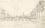 Каприччо дворца и лоджии перед классическим мостом. Ок. 1765 г. Бумага, карандаш, перо, чернила. Национальная галерея искусства, Вашингтон