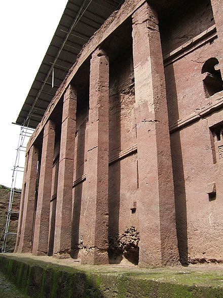 Bet Medhane Alem church, Lalibela, the largest rock hewn church in the world