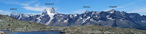 Das Breithorn als östlicher Abschluss der Bietschhornkette (von Norden aus gesehen)