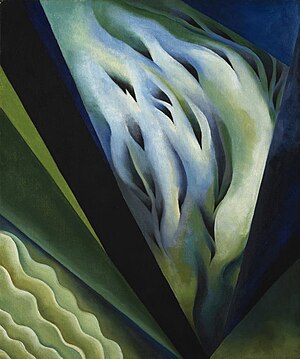 Blauwe en groene muziek van Georgia O'Keeffe, 1921.jpg