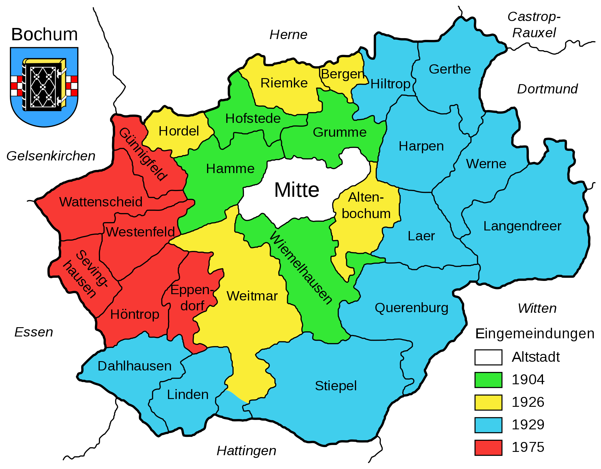 karte bochum Datei:Bochum   Eingemeindung.svg – Wikipedia