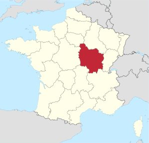 Lage der Region Burgund in Frankreich