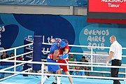 Deutsch: Boxen bei den Olympischen Jugendspielen 2018 Tag 12, 18. Oktober 2018 - Kampf um die Bronzemedaille im Fliegengewicht Mädchen – Timur Merjanow (Usbekistan, rot) schlägt Youssef Ali Karar Ali (Ägypten, blau) 5-0; Ringrichter ist Antonín Gaspar (Tschechien). English: Boxing at the 2018 Summer Youth Olympics on 18 October 2018 – Boy's heavyweight Bronze Medal Bout - Timur Merjanov (Uzbekistan, red) beats Youssef Ali Karar Ali (Egypt, blue) 5-0; Referee is Antonín Gaspar (Czech Republic). Español: Boxeo en los Juegos Olímpicos Juveniles de Verano de 2018 en 18 de octubre de 2018 - Medalla de bronce de peso pesado del muchacho: Timur Merjanov (Uzbekistán, roja) le gana a Youssef Ali Karar Ali (Egipto, azul) 5-0; El árbitro es Antonín Gaspar (Republica checa).