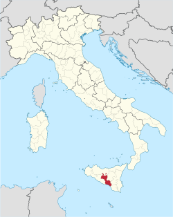 칼타니세타 도가 강조된 이탈리아 지도