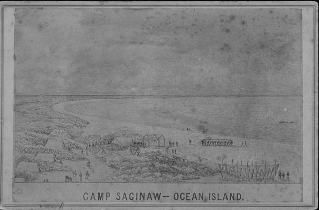 The camp from survivors of a shipwreck on Kure in the 19th century. At the time it was called Ocean Island.