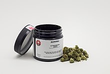 Example of a container and the recreational cannabis purchase in Canada. Cannabis Indica 01.jpg