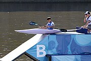 Deutsch: Kanusport bei den Olympischen Jugendspielen 2018; Tag 10, 16. Oktober 2018; Finale Jungen Einer-Kajak-Slalom: Lan Tominc (Slowenien, Gold) - Guan Changheng (China, Silber) - Tom Bouchardon (Frankreich, Bronze) English: Canoeing at the 2018 Summer Youth Olympics at 16 October 2018 – Boys' K1 slalom Gold Medal Race: Lan Tominc (Slovenia, gold) - Guan Changheng (China, silver) - Tom Bouchardon (France, bronze)