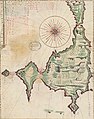 Carte de l'Isle du Conquet (en fait la presqu'île de Kermorvan) par Jean Béchec (1628).