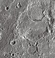 English: Catharina lunar crater as seen from Earth with satellite craters labeled