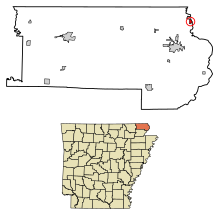 Clay County Arkansas Obszary inkorporowane i nieposiadające osobowości prawnej St. Francis Highlighted 0561970.svg