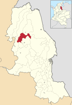 Location o the municipality an toun o San Calixto in the Norte de Santander Depairtment o Colombie.