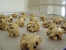 Cookie dough ready to be put in the oven Cookies about to bake.jpg