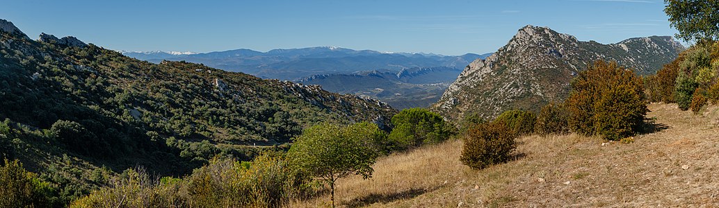 View on the Corbières Massif and the Pyrenees France