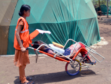 The mono-wheel stretcher designed for off-road transport of snakebite victims Crisys snakeathon ambulance.png