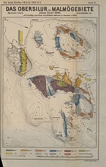 Geologische Karte Malmøyas und umliegender Inseln von Johan Kiær aus dem Jahr 1906