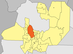 Rosario (gelber Punkt) innerhalb der gleichnamigen Abteilung (rot) und der Provinz Salta