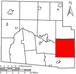 Dudley Township'in Konumu, Hardin County, Ohio