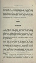 réflexions qu’elle a méditées souvent et qui ont fait que sans dédaigner ceux qui lui ont offert et bouquets et estime, et roses et amour, et courage et volonté, et leur cœur et leur vie, elle préféra de nouveau encore quitter les lieux chers, par les souvenirs d’amour filial et d’amitié de jeunesse, pour satisfaire l’ambition de son âme, désireuse de marcher dans la voie du progrès, vers l’inconnu, vers la fortune, vers l’instruction ! Titre IV AU FOYER Il faisait un temps superbe du mois d’août ; le lac Témiscamingue, miroir de Haileybury, était calme et clair ; une chaloupe de bois non peint, glissait légèrement sur ses eaux, sous le battement de deux avirons conduits doucement, mais vigoureusement par un jeune homme qui par sa gentillesse, avait réussi à faire prendre place à Ninie, en face de lui, dans cette embarcation qui devait conduire les jeunes amoureux, à un entretien des plus touchants. La nature était des plus sereine ; le silence régnait partout ; pas de vents, ciel clair, soleil un peu assombri par de légers nuages clair-parsemés dans le firmament, brise chaude, atmosphère remplie du parfum s’exhalant des bois à l’aspect sauvage qui entourent le lac Témiscamingue ; les amoureux pouvaient ainsi donner libre cours à leurs conversations ; seuls, quelques oiseaux voltigeant autour d’eux, suivant leur embarcation comme pour recueillir à la surface des eaux les petits insectes ou les petits poissons qui y apparaissent lors du déplacement des eaux, sous le coup des rames, pouvaient distraire leurs esprits. C’était l’avant-veille du départ de Ninie pour reprendre ses cours ; elle rêvait ! elle voulait savoir peindre, apprendre les travaux d’art connaître en un mot beaucoup. Cependant, son cœur