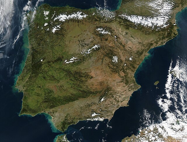 Satellite image of the Iberian Peninsula