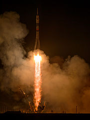 TMA-12M launches from the Baikonur Cosmodrome.