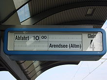 Fallblattanzeiger Gleis 4; Sonderzug vom 7. Juni 2008 nach Arendsee (Altmark)