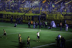 Diego Forlán scored the first goal ever in the stadium.