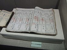 Otevřená kniha s náčrtky tvaru pozemků (polí) a komentáři v čínštině.